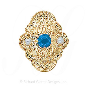 GS341 BT/PL - 14 Karat Gold Slide with Blue Topaz center and Pearl accents 